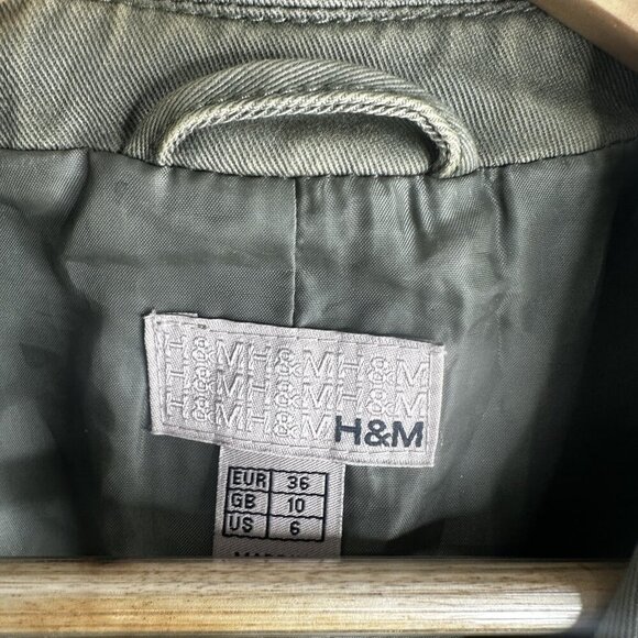 H&M Blazer Jacket Womens 6 Embroidered Western Pockets Utility Military Gorpcore - Picture 3 of 15